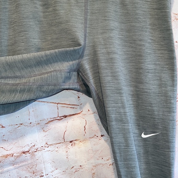 Nike Pro mid rise mesh paneled leggings training ankle length grey fitted Medium - Picture 4 of 15